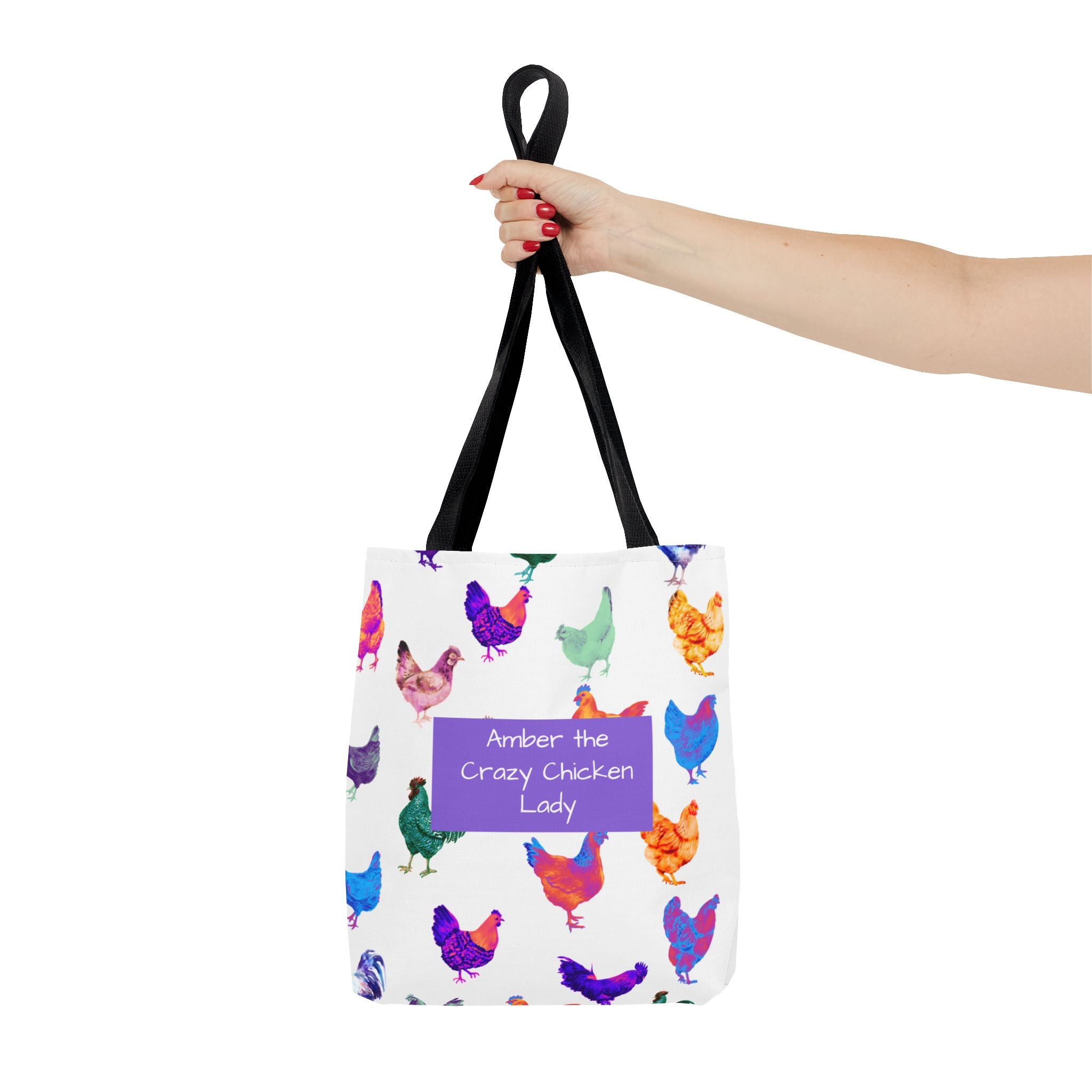 Personalized CRAZY CHICKEN LADY Tote Bag, ,  Custom Name Gift for Chicken Lovers,