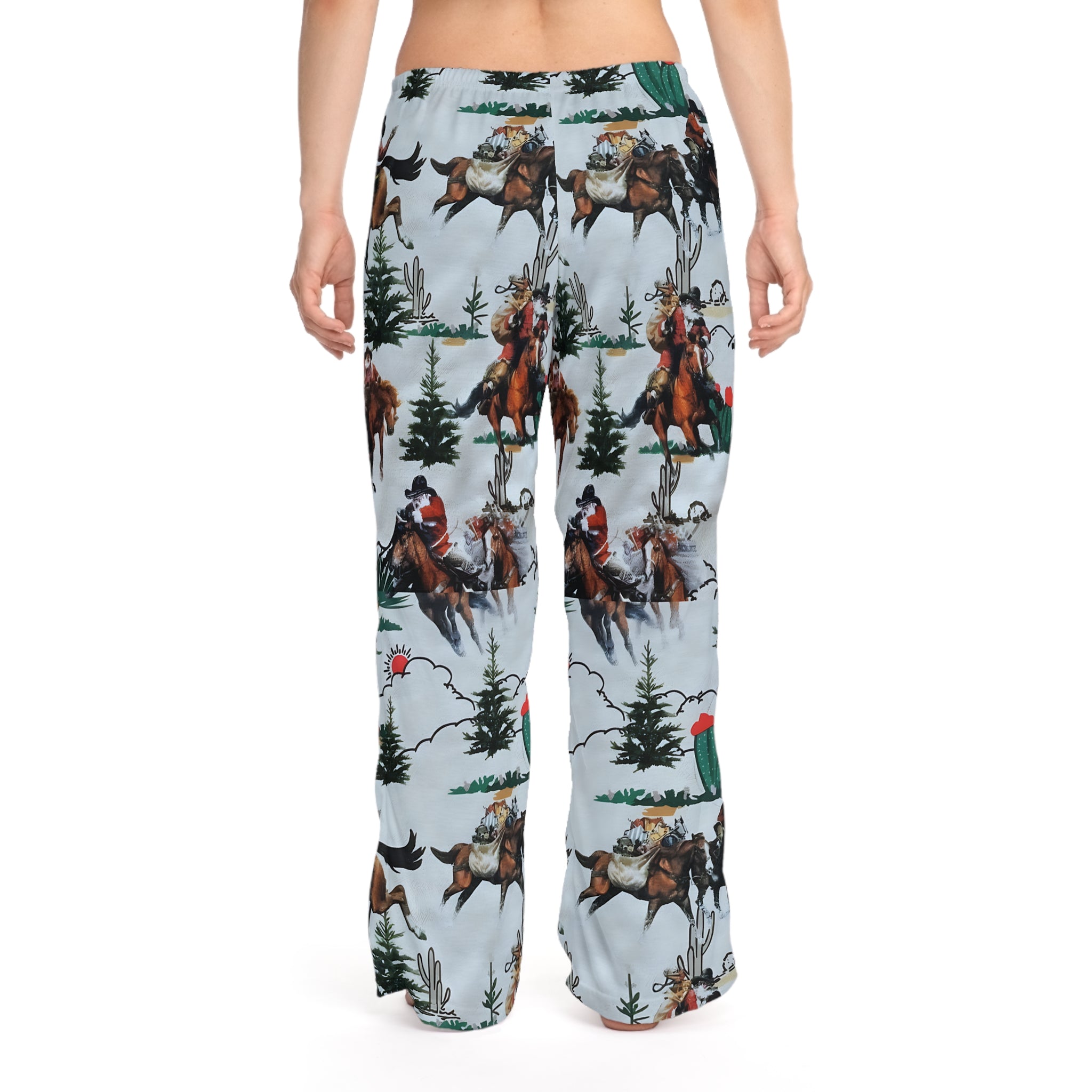 Cowboy Santa Pajama Pants | Western Christmas Lounge Pants | Holiday Sleepwear | Womens Relax Fit PJs | Gift for Cowgirls