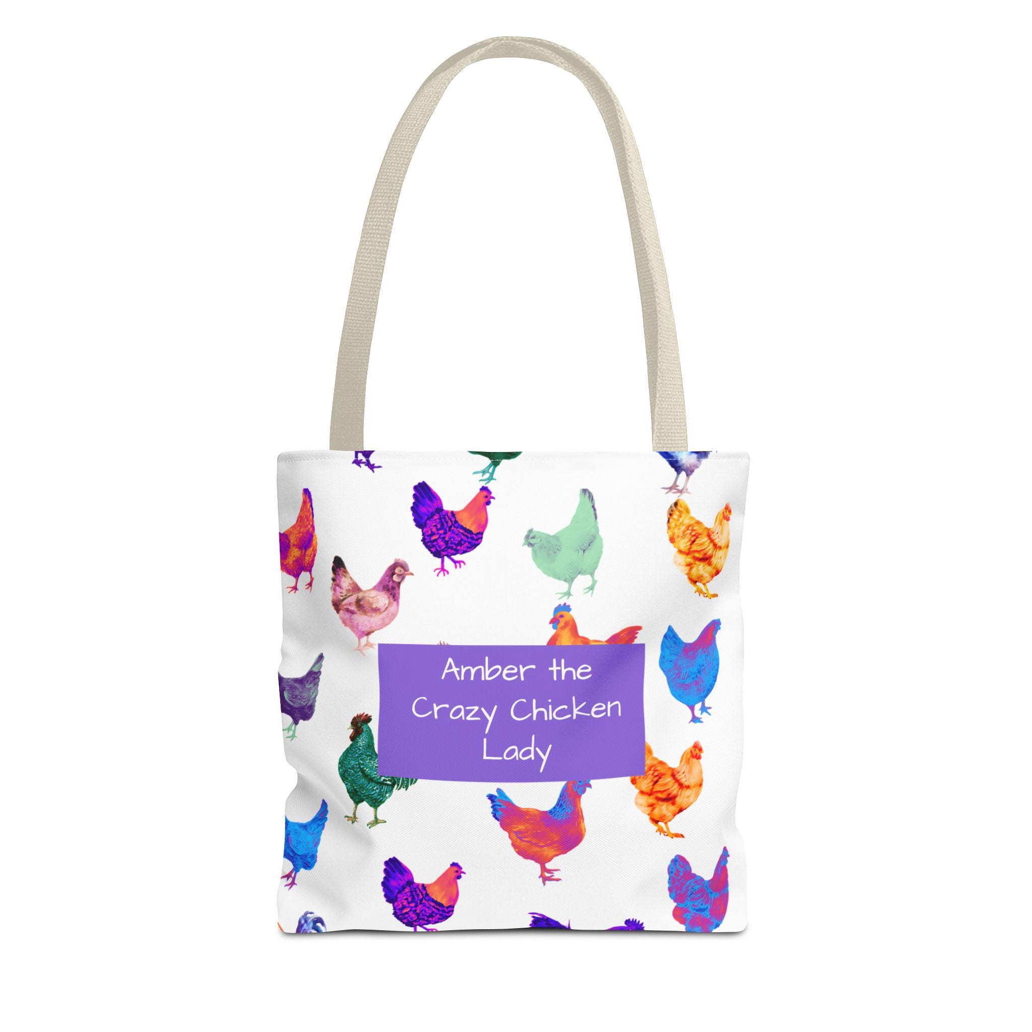Personalized CRAZY CHICKEN LADY Tote Bag, ,  Custom Name Gift for Chicken Lovers,