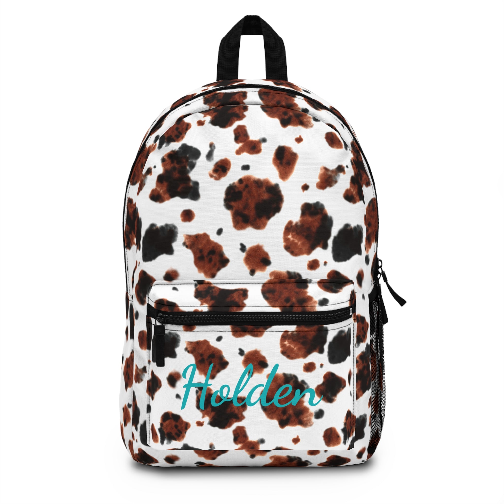Personalized Cow Print Backpack, Brindle Western Back to School Bag for Kids, Custom Name, Cowgirl Cowboy School Backpack