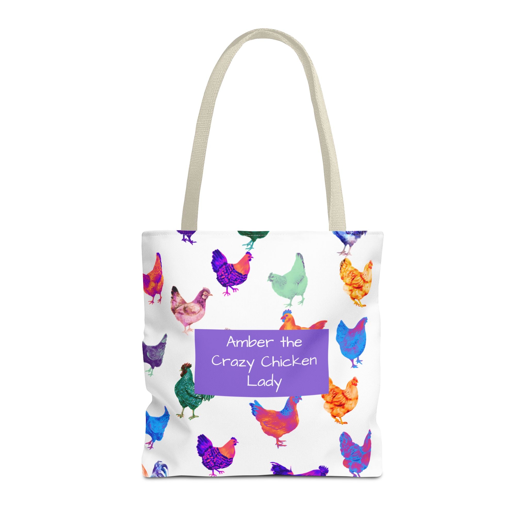 Personalized CRAZY CHICKEN LADY Tote Bag, ,  Custom Name Gift for Chicken Lovers,