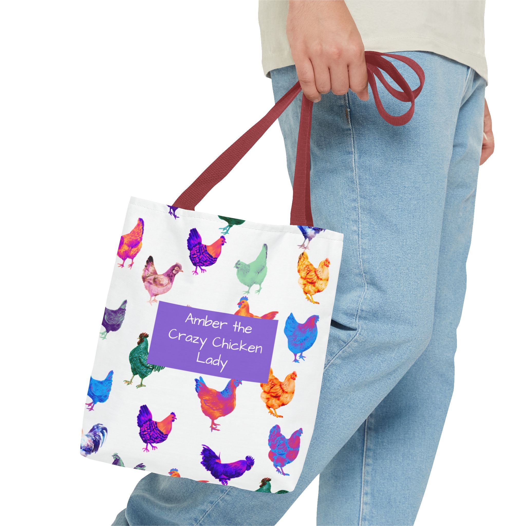 Personalized CRAZY CHICKEN LADY Tote Bag, ,  Custom Name Gift for Chicken Lovers,