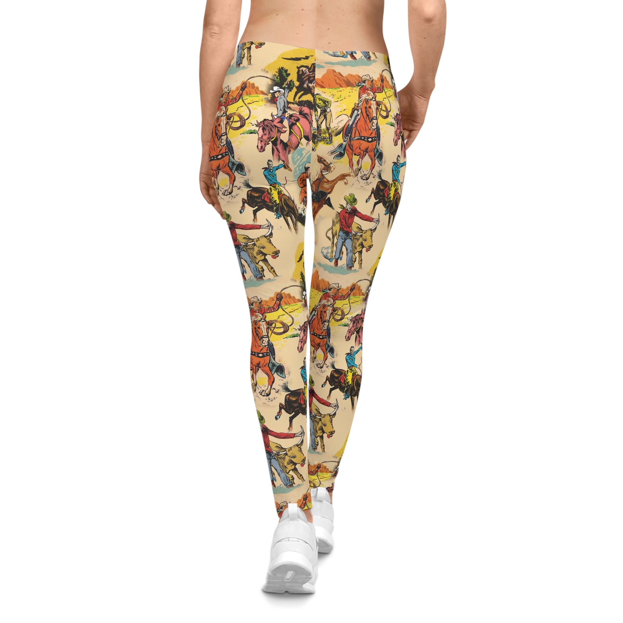 Vintage Cowboy Leggings, Womens Western Leggings, Rodeo Leggings, Cowboy Print Yoga Pants, Cowgirl Workout Leggings