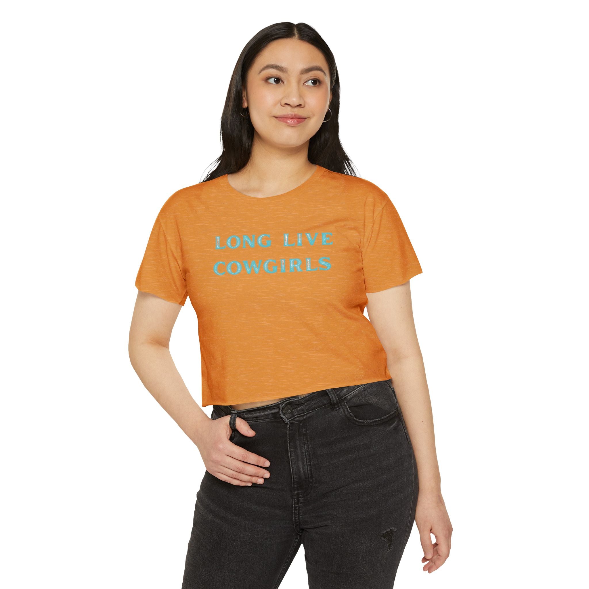 Long Live Cowgirls Crop Top, Turquoise Lettering, Western Summer Tee, Rodeo Outfit, Cowgirl Concert Shirt, 6 Color Options