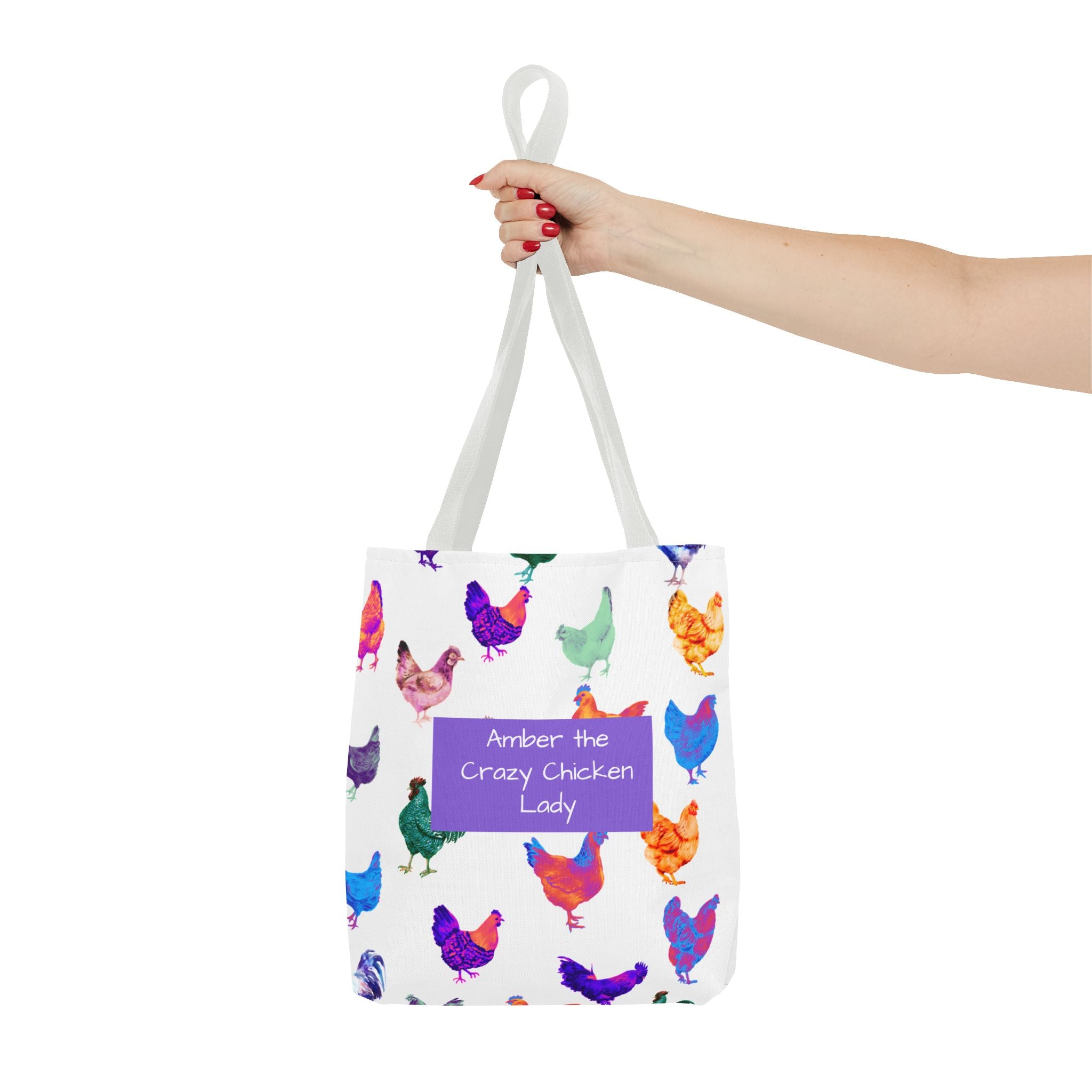Personalized CRAZY CHICKEN LADY Tote Bag, ,  Custom Name Gift for Chicken Lovers,