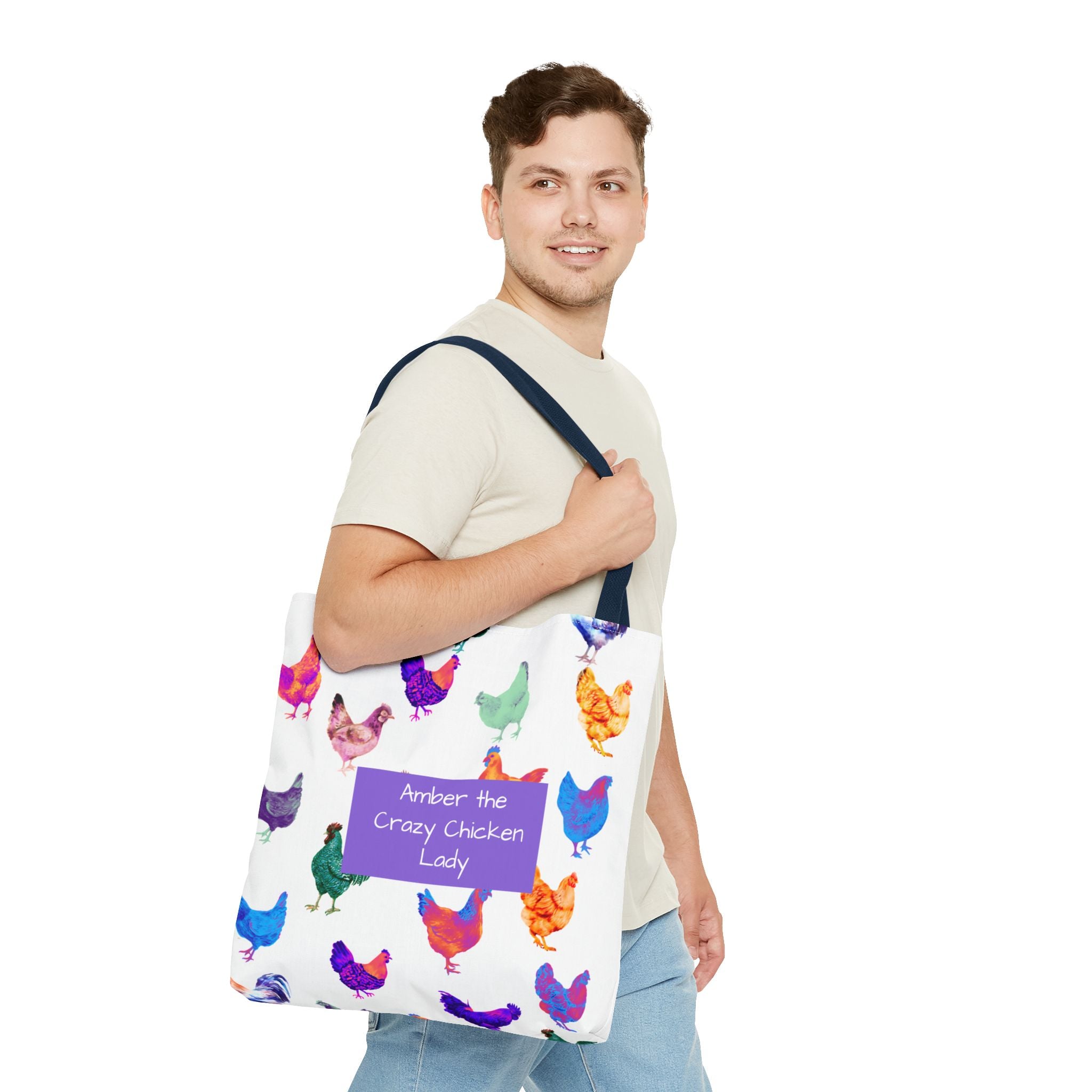 Personalized CRAZY CHICKEN LADY Tote Bag, ,  Custom Name Gift for Chicken Lovers,