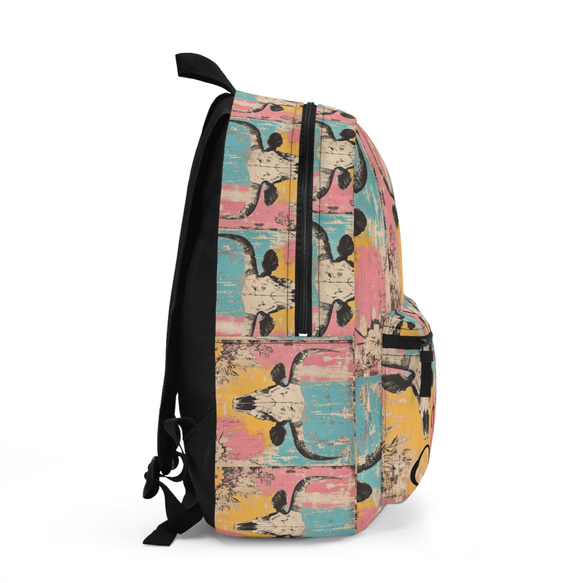 Personalized Cow Skull Backpack, Western School Bag, Custom Name Cowgirl Backpack