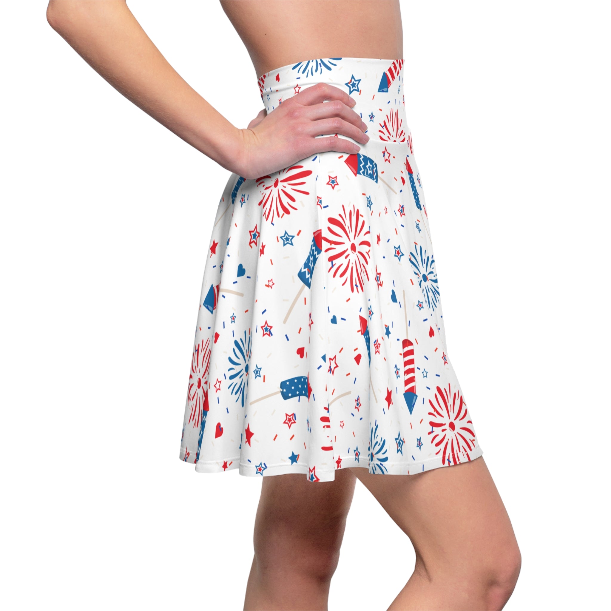 4th of July Skirt, Red, White & Blue Patriotic Summer Vibes, Star-Spangled Skater Skirt,