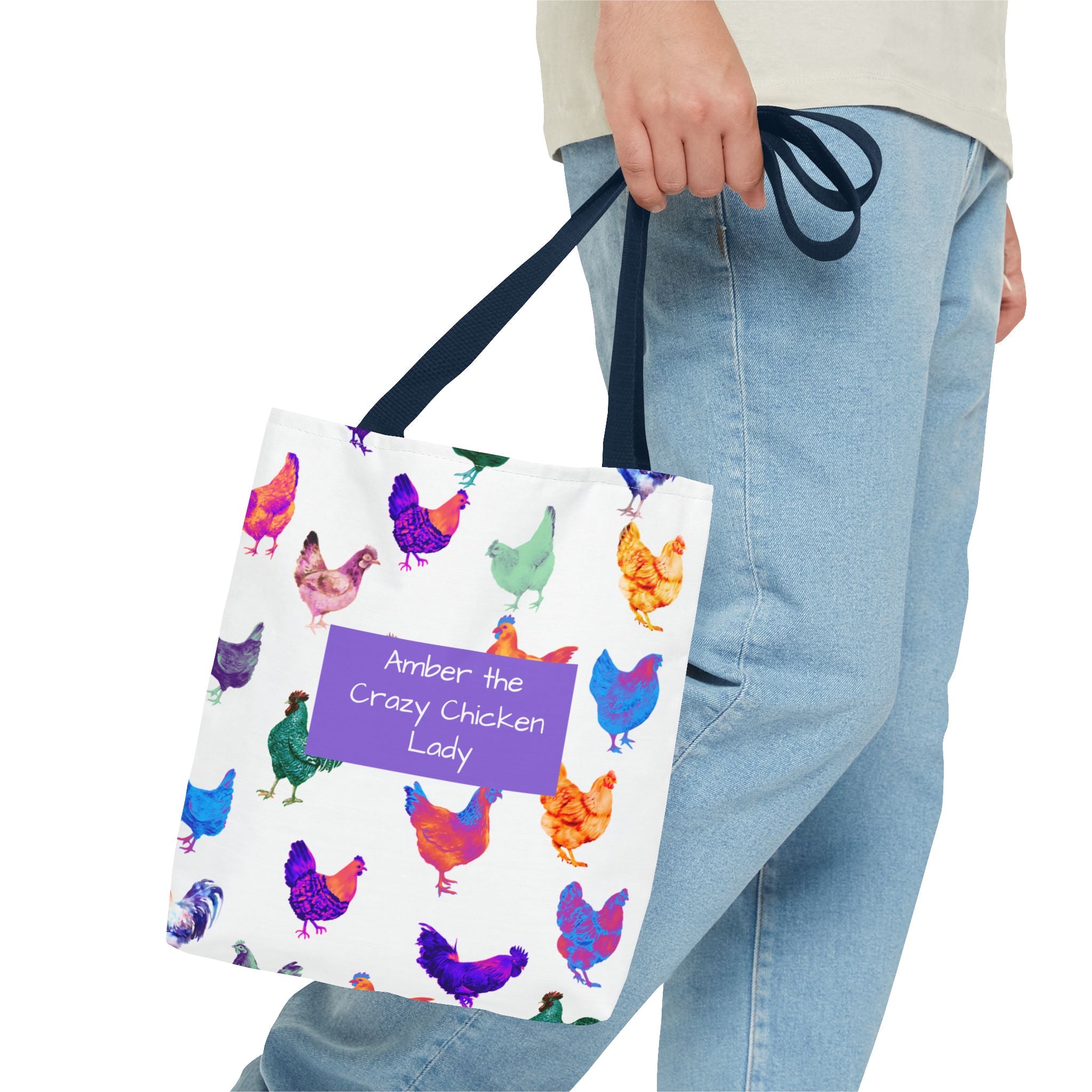Personalized CRAZY CHICKEN LADY Tote Bag, ,  Custom Name Gift for Chicken Lovers,