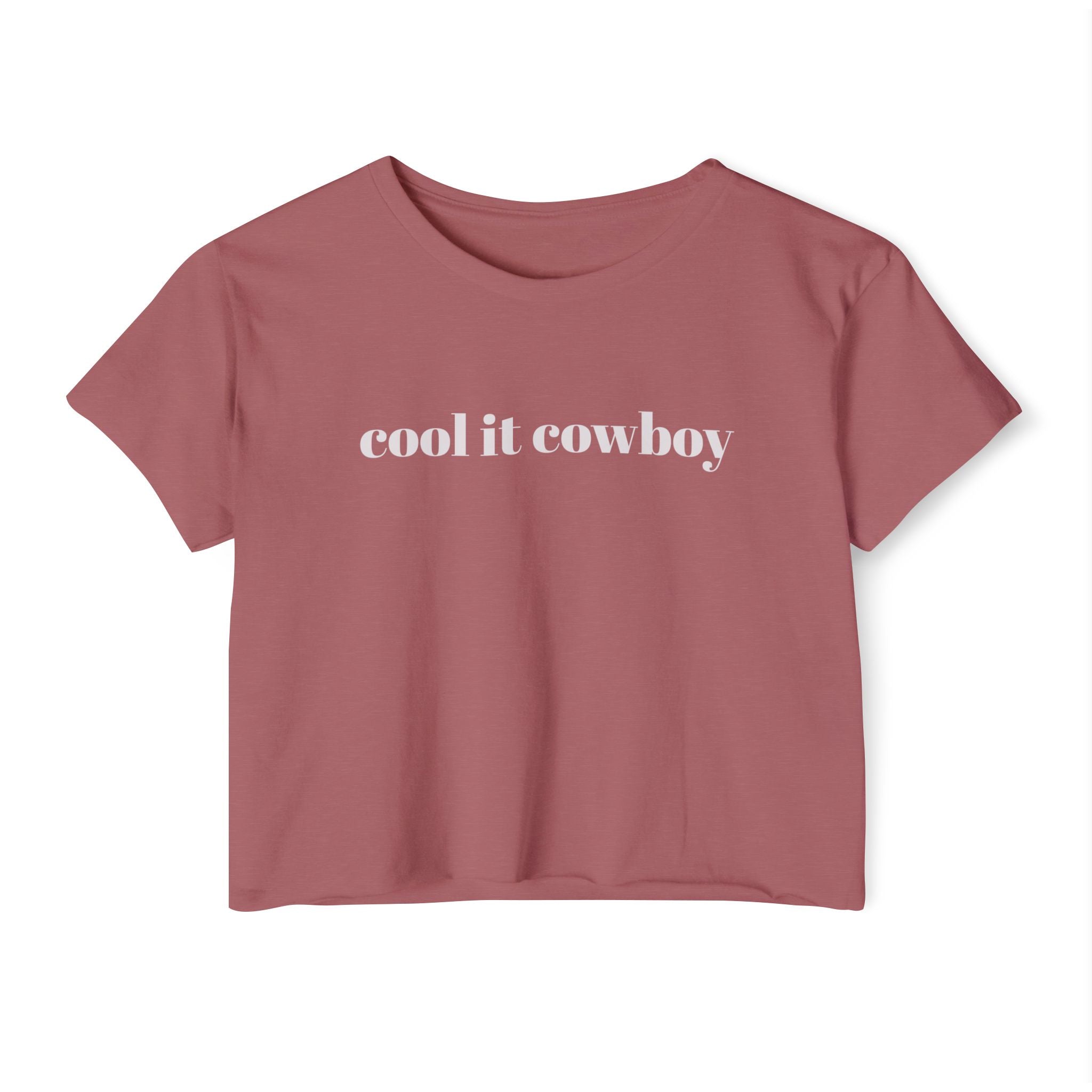 Cool It Cowboy Women's Crop Top, Cowgirl Summer Tee, Rodeo Outdoor Concert, Boho Fashion,