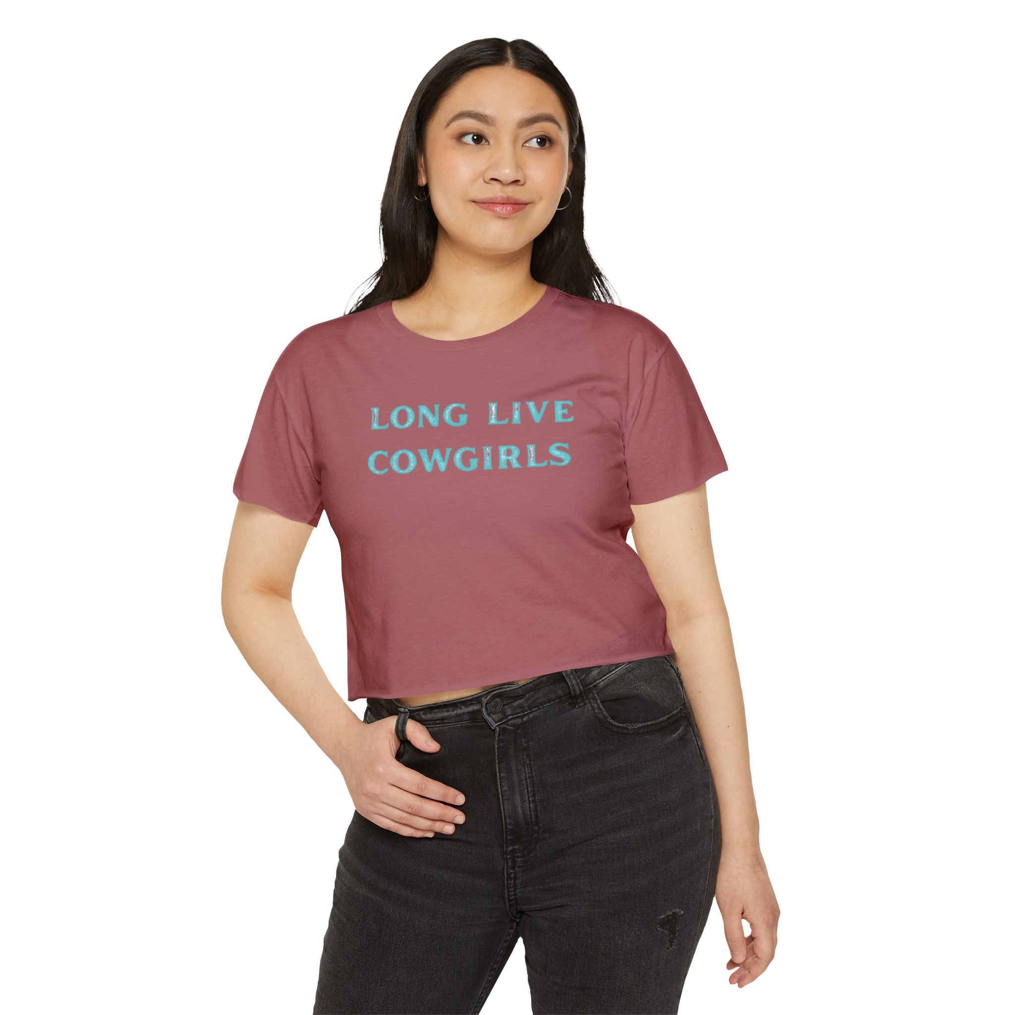 Long Live Cowgirls Crop Top, Turquoise Lettering, Western Summer Tee, Rodeo Outfit, Cowgirl Concert Shirt, 6 Color Options