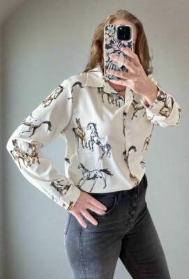 Wild Horse Print Button-Up Shirt: Western Cowgirl Style