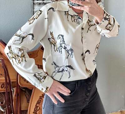 Wild Horse Print Button-Up Shirt: Western Cowgirl Style