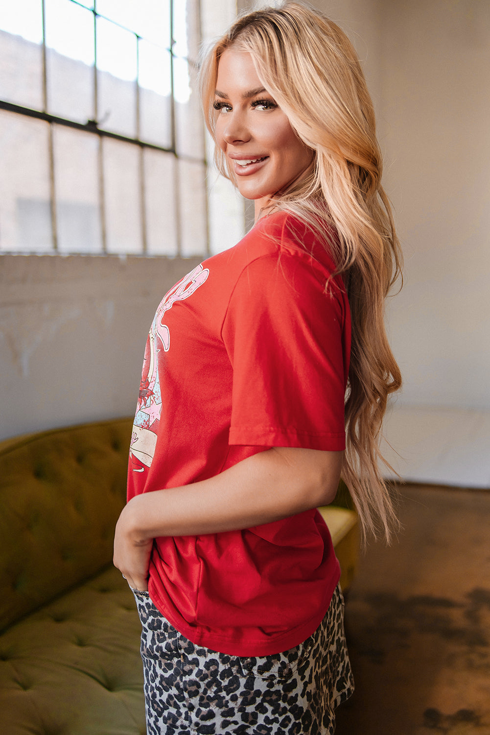 Red COWBOY Take Me Away T-Shirt – Western Cowgirl Graphic Tee, Bold Rodeo-Inspired Style