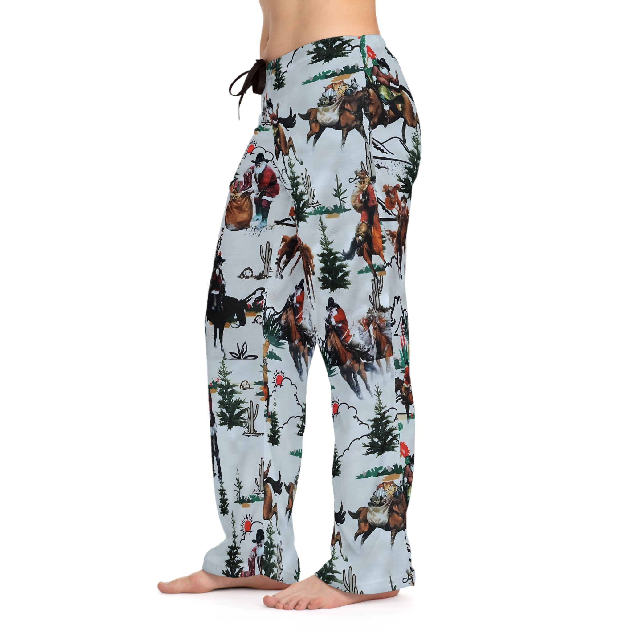 Cowboy Santa Pajama Pants | Western Christmas Lounge Pants | Holiday Sleepwear | Womens Relax Fit PJs | Gift for Cowgirls
