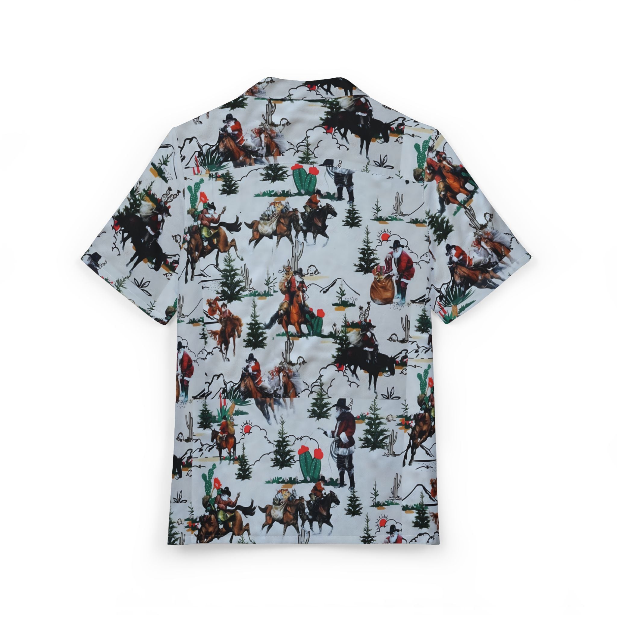 Cowboy Santa Shirt | Hawaiian Style Button Down | Western Christmas Shirt | Unisex Holiday Shirt | Vacation Cowboy Top