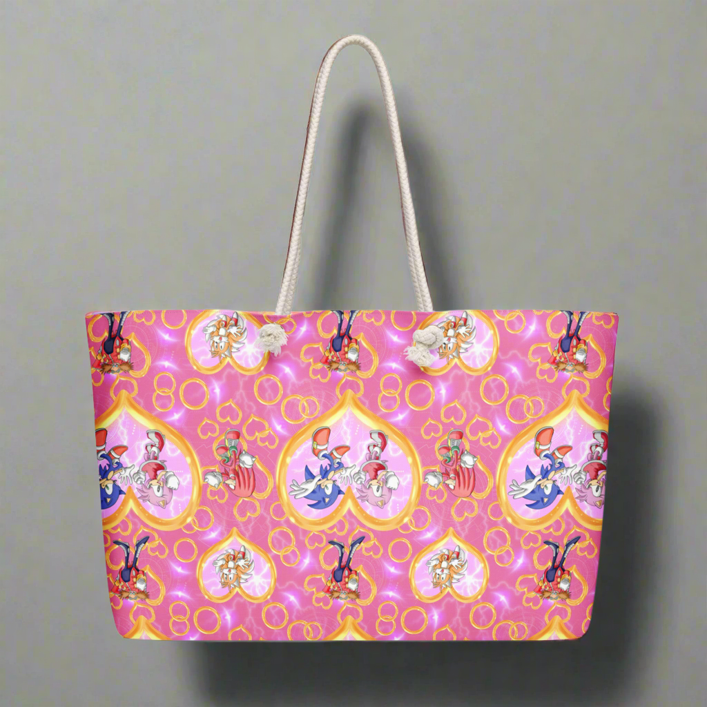 SONIC GIRL Oversized Weekender Bag โ Pink Sonic & Friends Travel Tote, Gamer Girl Duffle