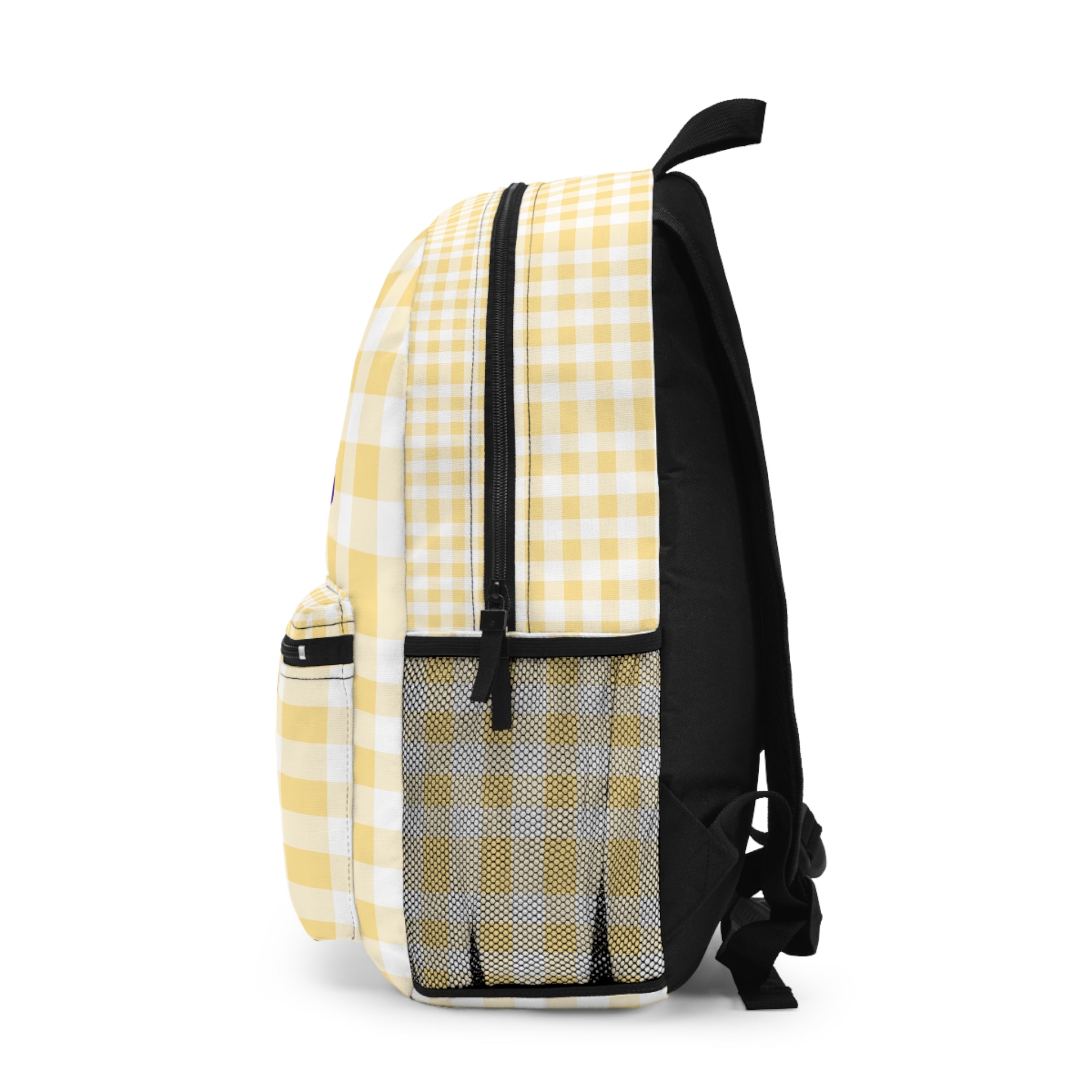 Palomino Horse Print Backpack, Yellow Plaid Custom Name Kids School Bag