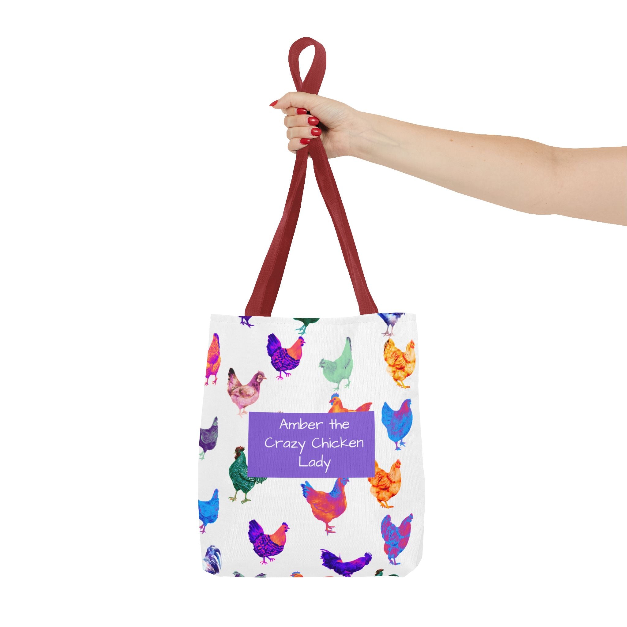 Personalized CRAZY CHICKEN LADY Tote Bag, ,  Custom Name Gift for Chicken Lovers,