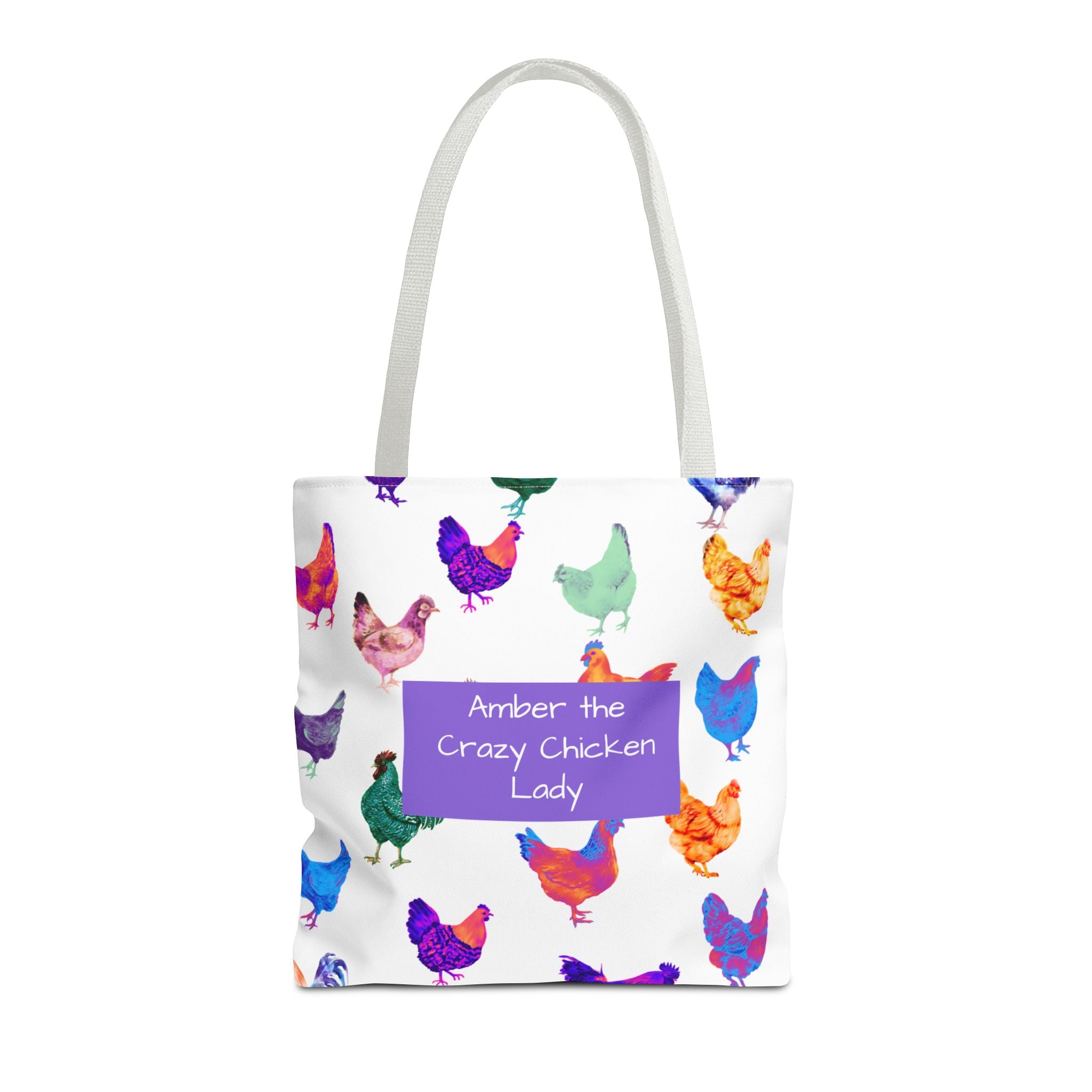 Personalized CRAZY CHICKEN LADY Tote Bag, ,  Custom Name Gift for Chicken Lovers,