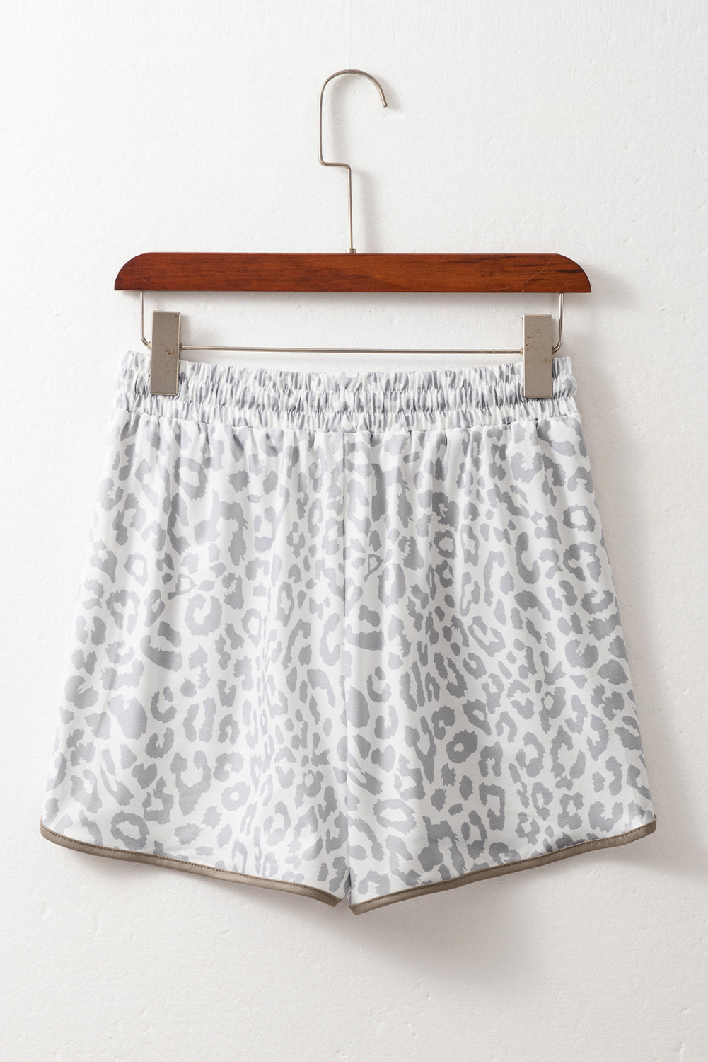 Leopard Print Lounge Shorts for Women | Lace-Up Waist & Contrast Trim