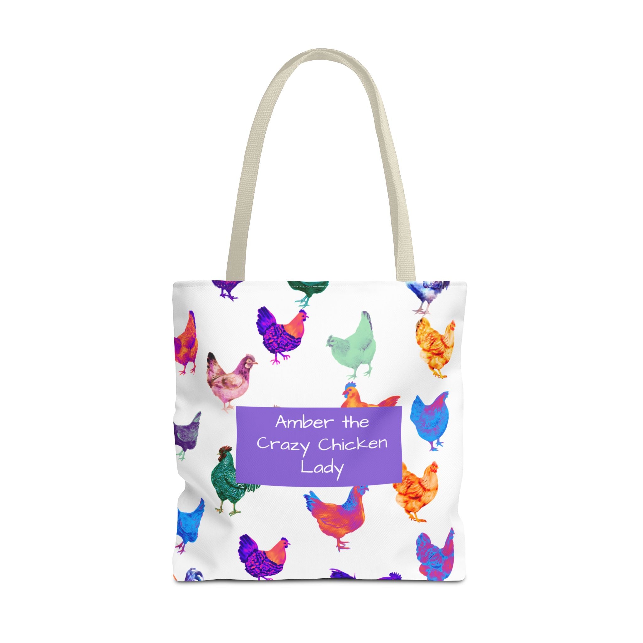 Personalized CRAZY CHICKEN LADY Tote Bag, ,  Custom Name Gift for Chicken Lovers,