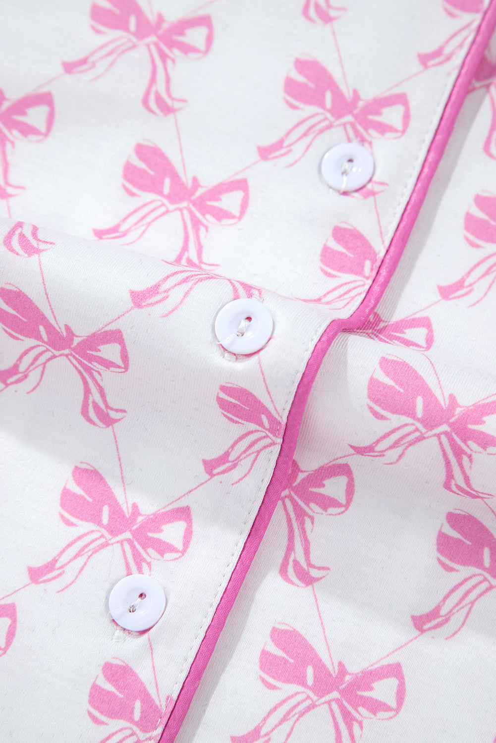 Coquette Bow Pajama Short Set, Womens Summer Pajamas, Pink Bow Pajamas