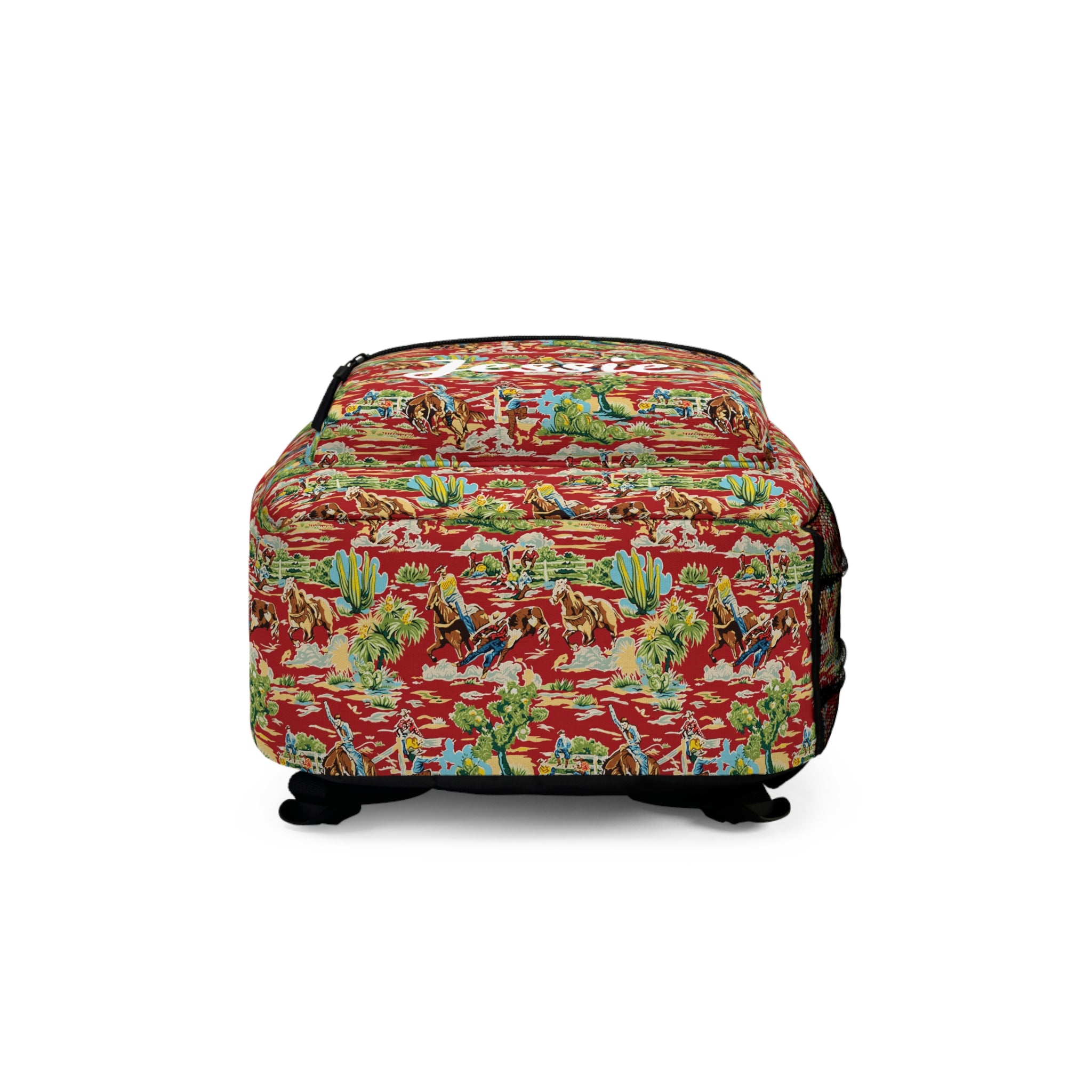 Personalized Red Vintage Western Toile Backpack