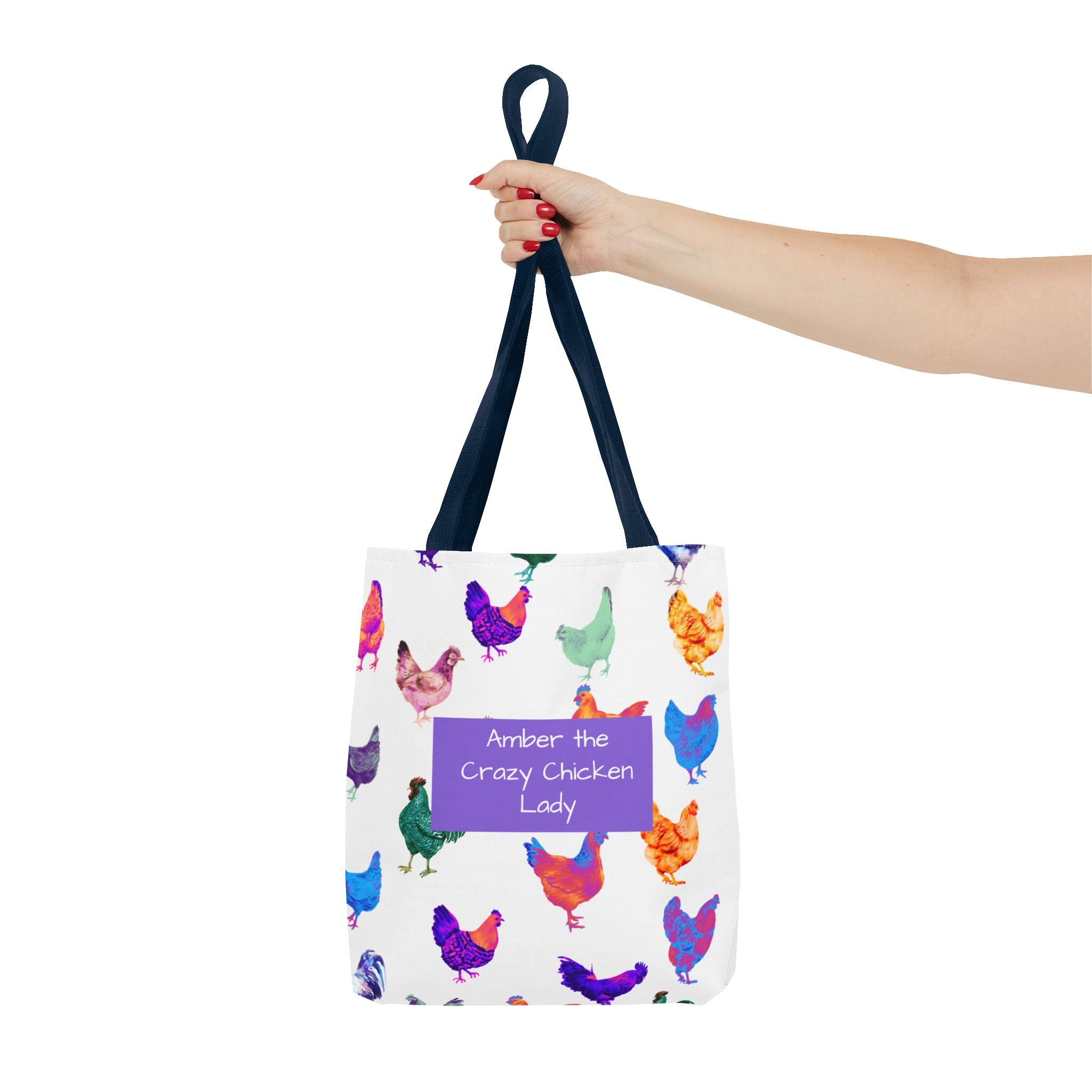 Personalized CRAZY CHICKEN LADY Tote Bag, ,  Custom Name Gift for Chicken Lovers,