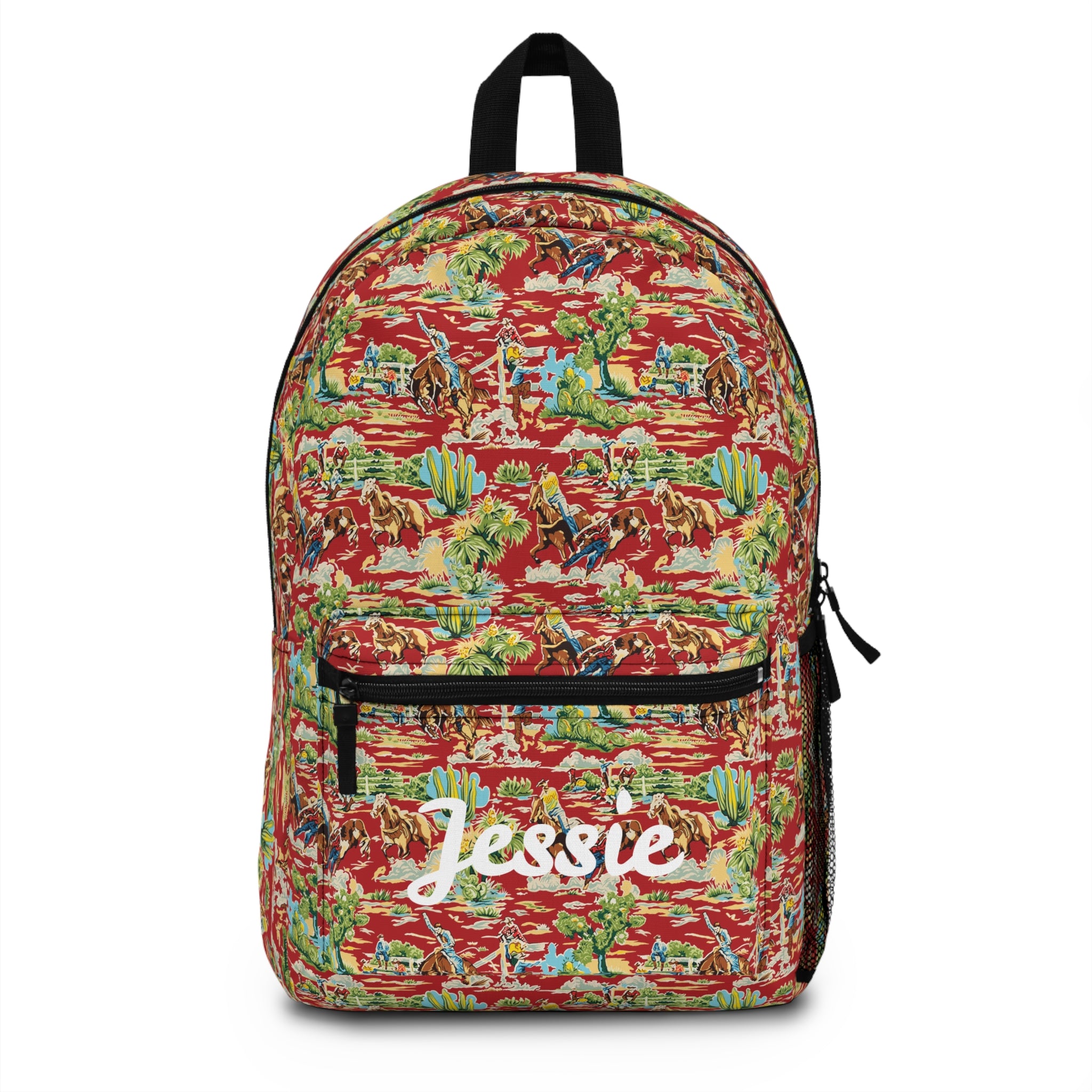 Personalized Red Vintage Western Toile Backpack