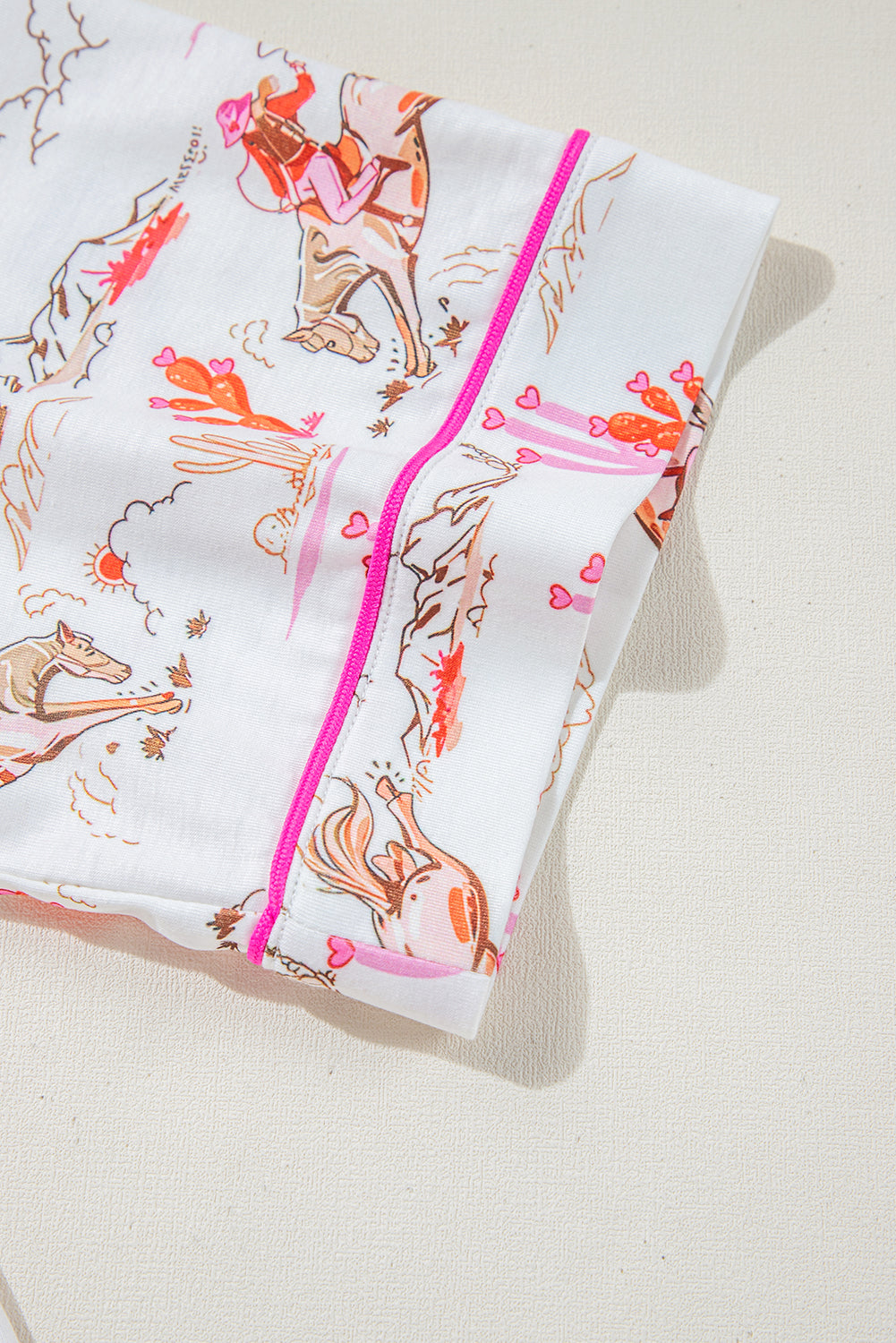 Pink Cowgirl Pajama Set 🩷 Western Short Set with Cactus & Cowgirl Print – Summer Lounge Set for Women