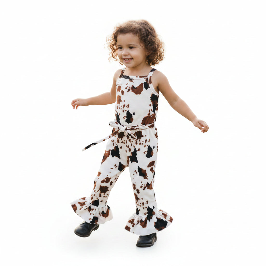 Adorable Cow Print Outfit for your little cowgirl—this Cowgirl Jumpsuit is the perfect choice for birthdays, special events, or everyday fun! 🤠😍