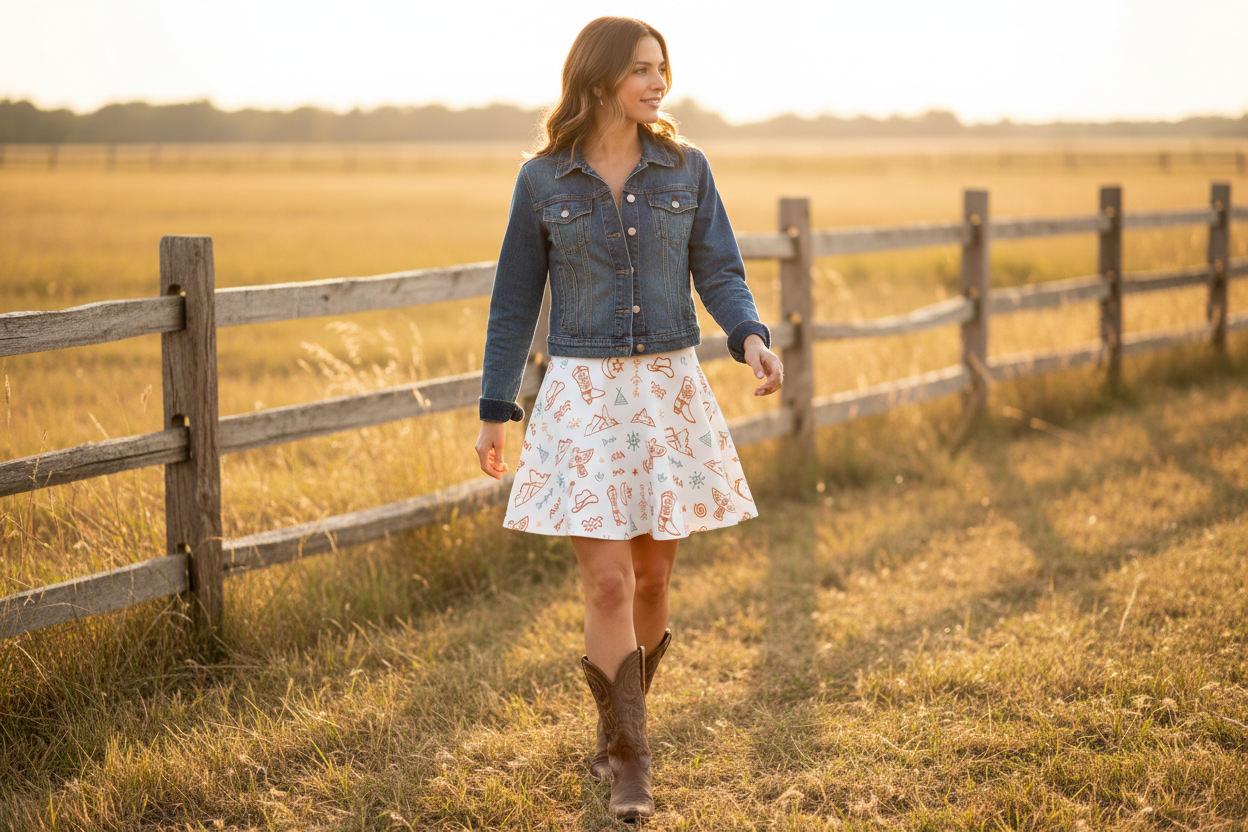 BOHO WESTERN SKIRT, WOMENS COWGIRL SKIRT