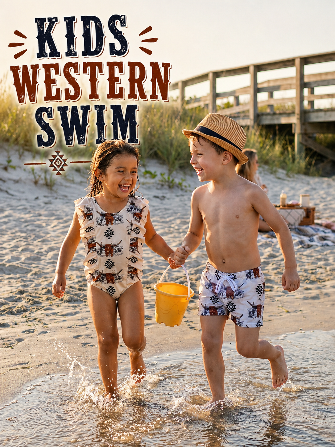 Bold black-and-white longhorn swimwear for kids who live in Western style all summer long. Designed for lake days, pool time, beach trips, and everyday play in the water.
This striking geometric longhorn print stands out in photos and is one of our most eye-catching Western swim styles for the season.
Popular sizes are already selling through and restock is not guaranteed.
⭐ Trusted by 12,500+ customers with 1,800+ five-star reviews
⭐ Customer favorite Western swim style
