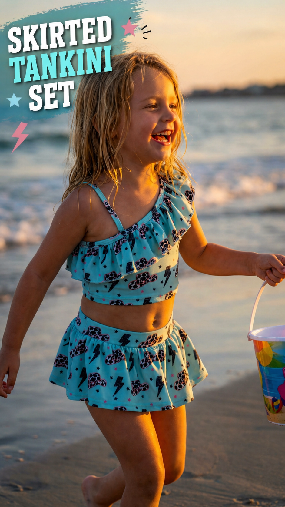 If this isn’t a Cowgirl swimsuit, I don’t know what is! 😍This turquoise western tankini features leopard cowboy hats, lightning bolts, and stars in a fun skirted two-piece little cowgirls love for pool days, lake trips, and summer adventures.
⭐ Trusted by 12,500+ customers with 1,800+ five-star reviews
👉 Customer-favorite Western swim style
Perfect for pool days, beach trips, and rodeo-