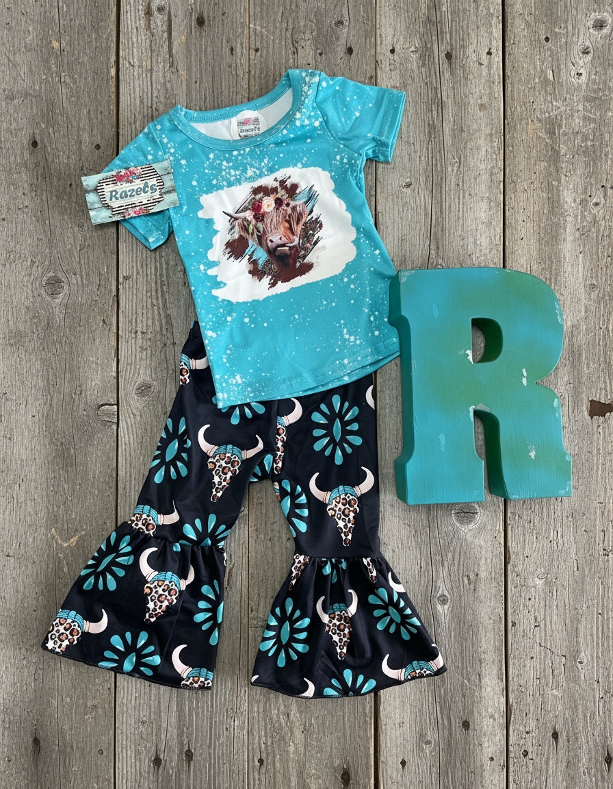 COW TSHIRT BELL BOTTOM OUTFIT, COWGIRL OUTFIT