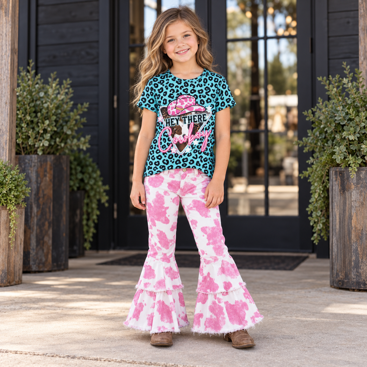 Girls Hey There Cowboy T Shirt, Girls Western Shirt