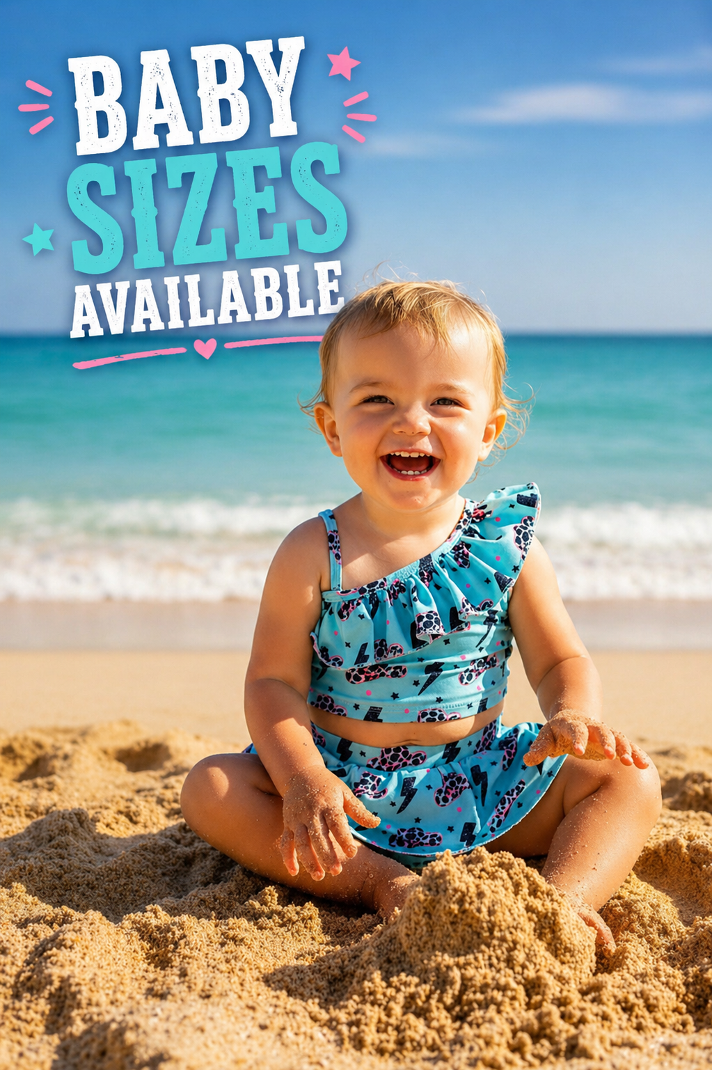 Girls Western Tankini Swimsuit, Skirted Cowgirl Swim Set, Leopard Cowboy Hat Swimsuit