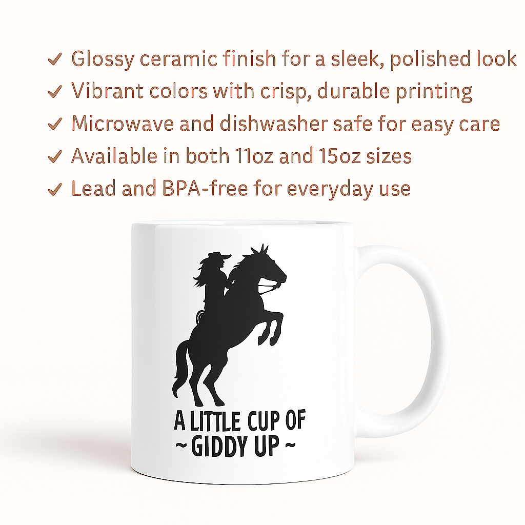Cowgirl Coffee Mug – Giddy Up Cup for Cowgirls, Western Kitchen Decor, Horse Lover Gift, Country Girl Birthday Present