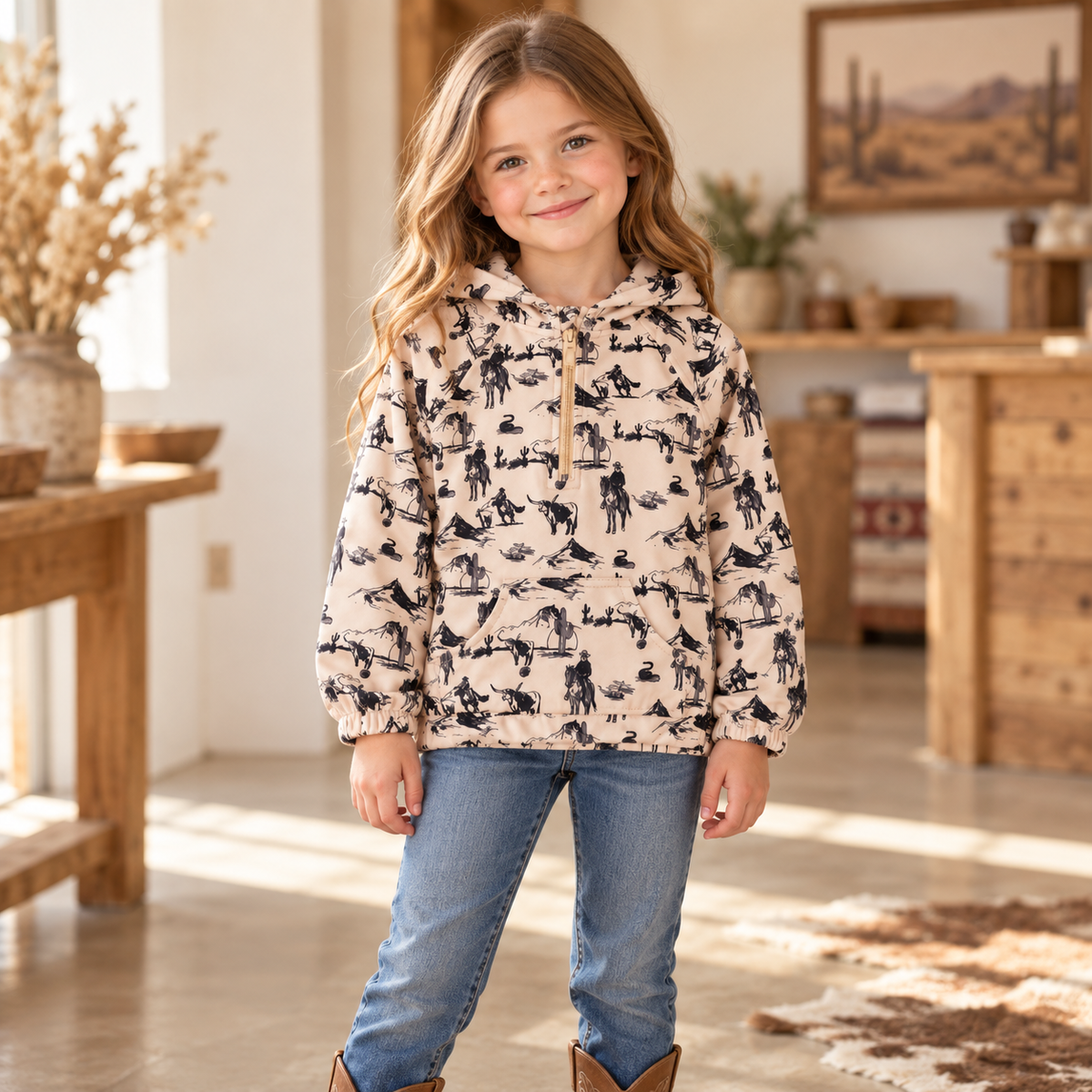 Kids Vintage Cowboy Pullover, Western Hoodie