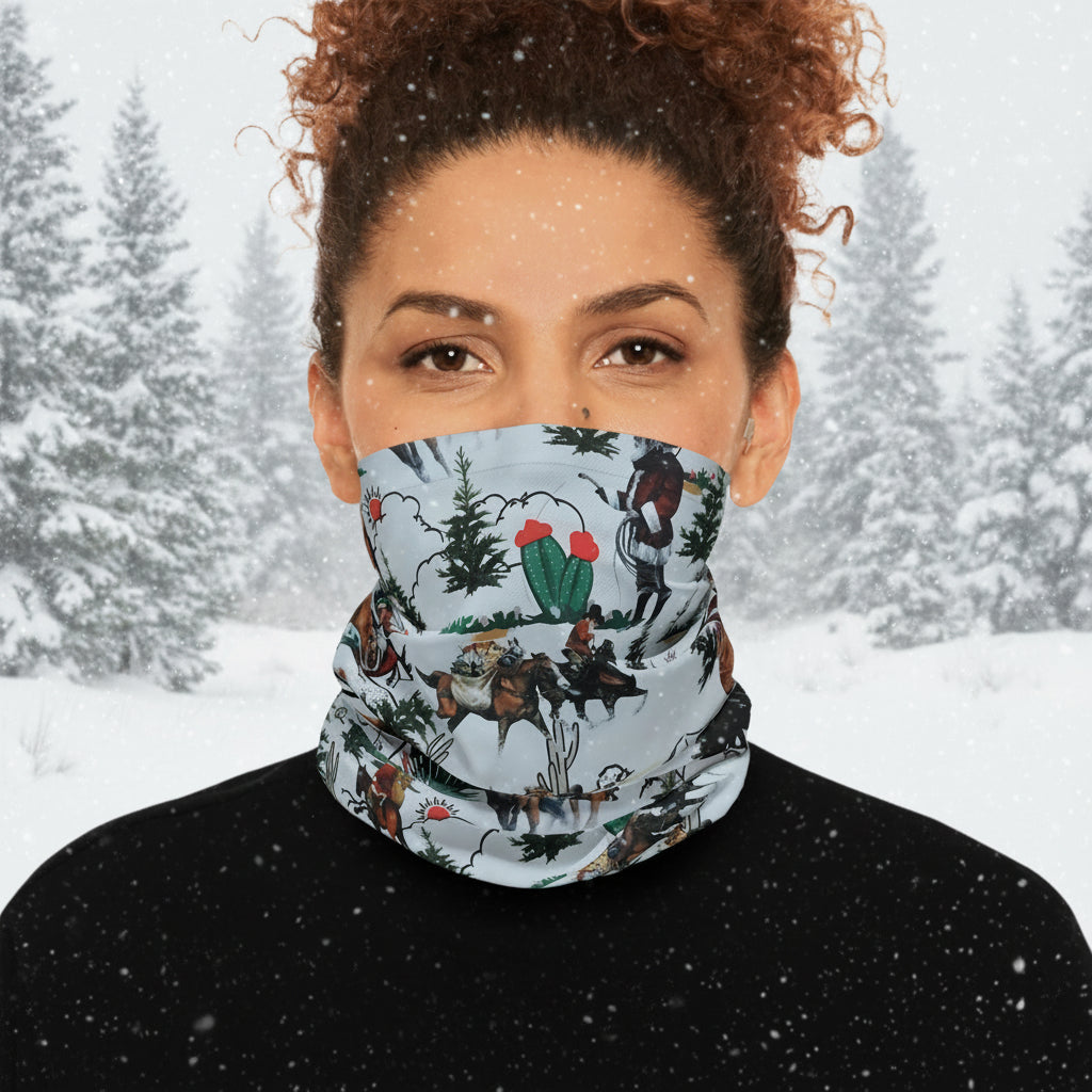 Cowboy Santa Christmas Neck Gaiter, Western Neckerchief for Men & Women -Razels