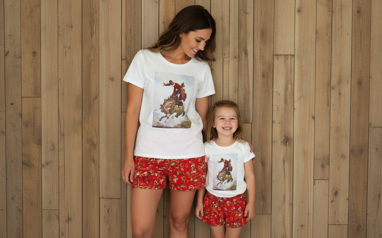 How fun is this Cowboy Shorts & Cowboy T-Shirt set?! 🌵 This Western Lounge Set is everything—perfect for lounging, running errands, or styling up for a day out. The vintage cowboy print gives it that classic Western feel, and the shorts? Absolute perfection! 😍
✨ Why You’ll Love It:
✔ Semi-fitted Cowboy T-Shirt for a flattering look (Medium: 19” underarm to underarm)
✔ Mom and Daughter Matching available—grab the kids' version, too!