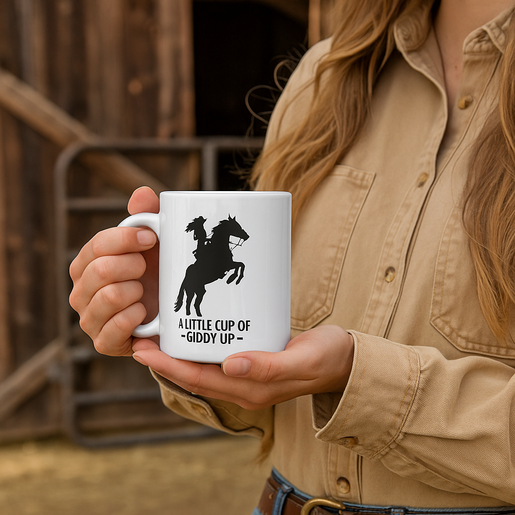 Cowgirl Coffee Mug – Giddy Up Cup for Cowgirls, Western Kitchen Decor, Horse Lover Gift, Country Girl Birthday Present