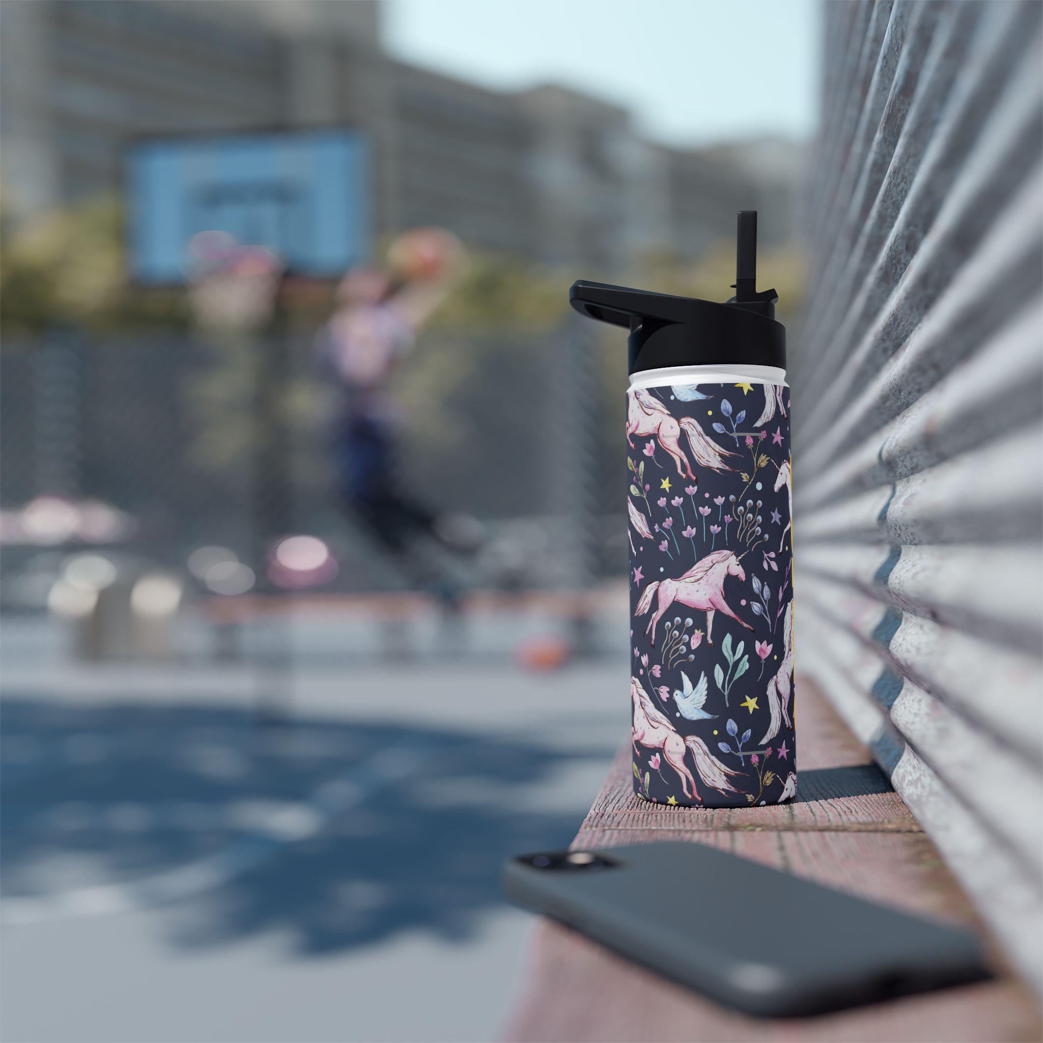 Custom Unicorn Stainless Steel Water Bottle, Personalized Kids Water Bottle