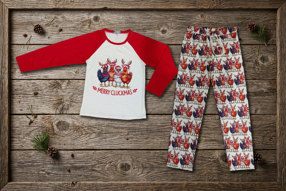 Merry Cluckmas Matching Family Christmas Pajamas | Kids & Adults