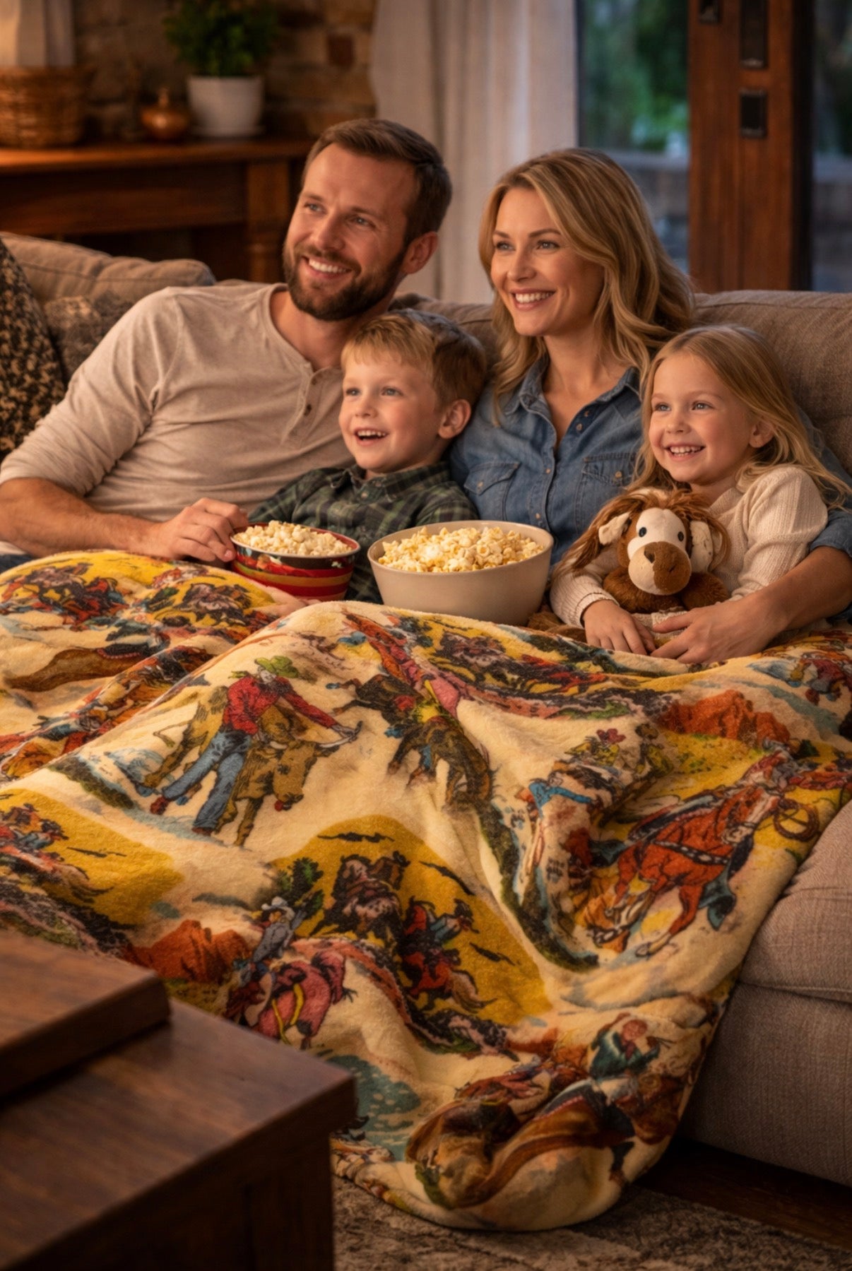 Vintage Cowboy Blanket: Velveteen Plush Western Throw