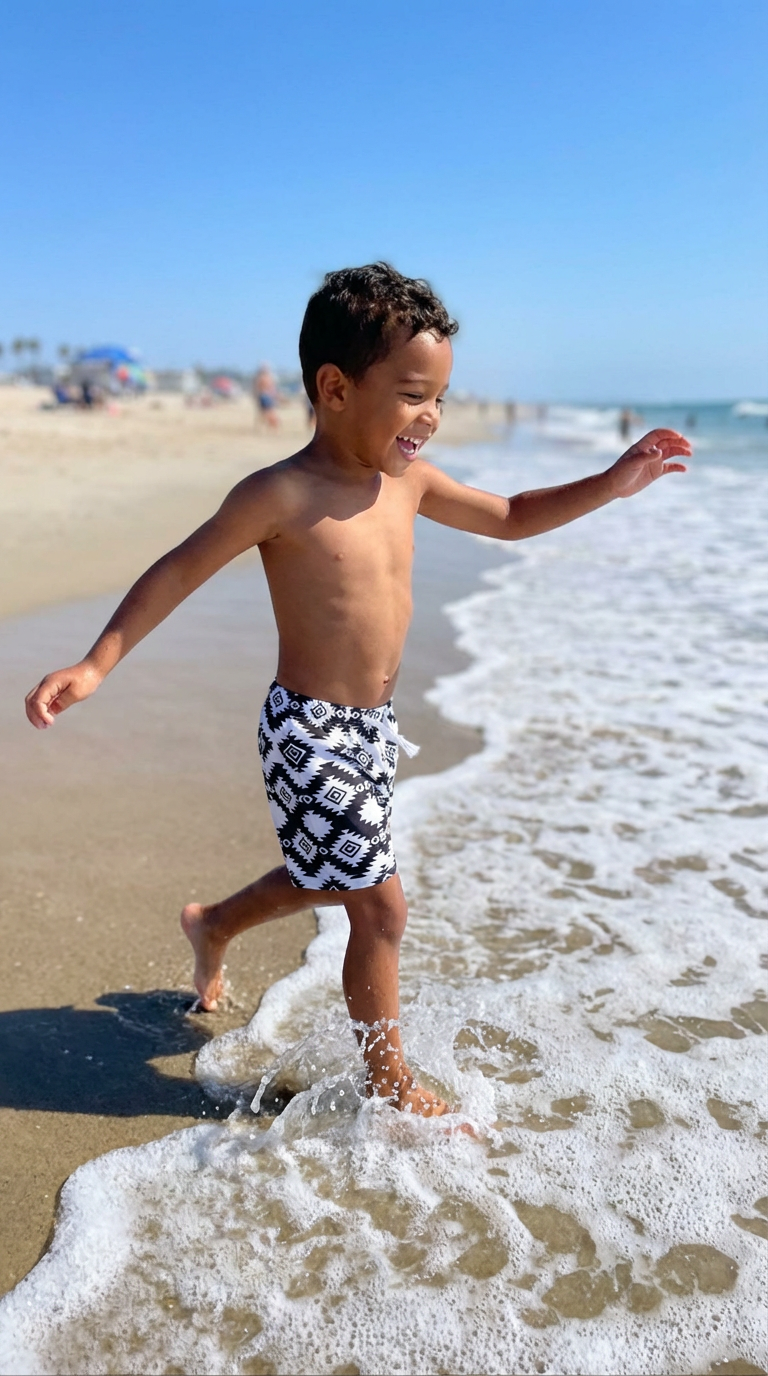 Matching Kids Swimsuits, Western Black and White Swimsuits