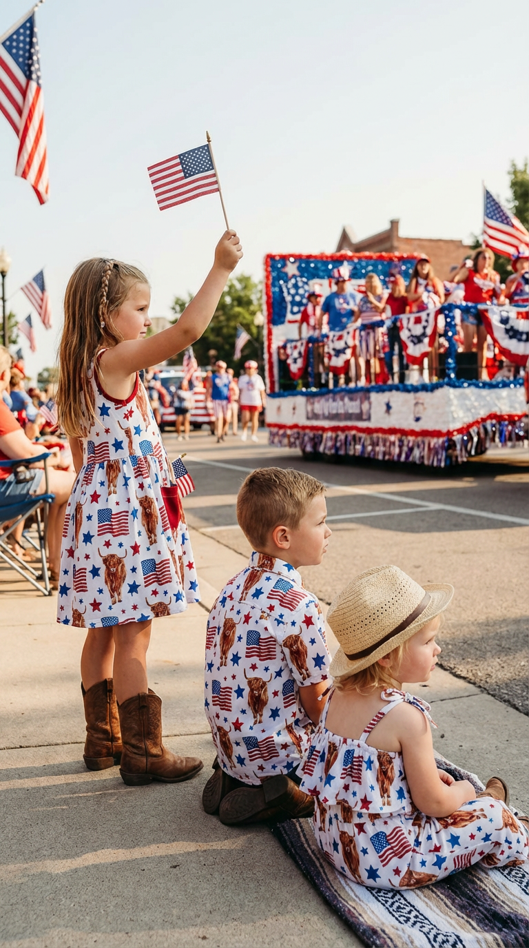Highland Cow 4th of July Outfit for Kids | Dress, Romper or Shirt