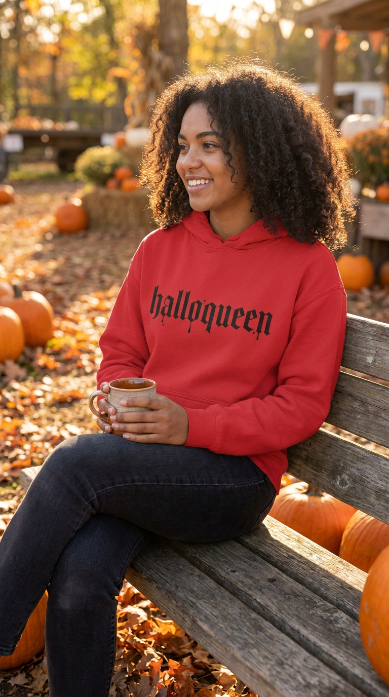 Halloqueen Halloween Hoodie: Gothic Sweatshirt, Cozy Fall Pullover