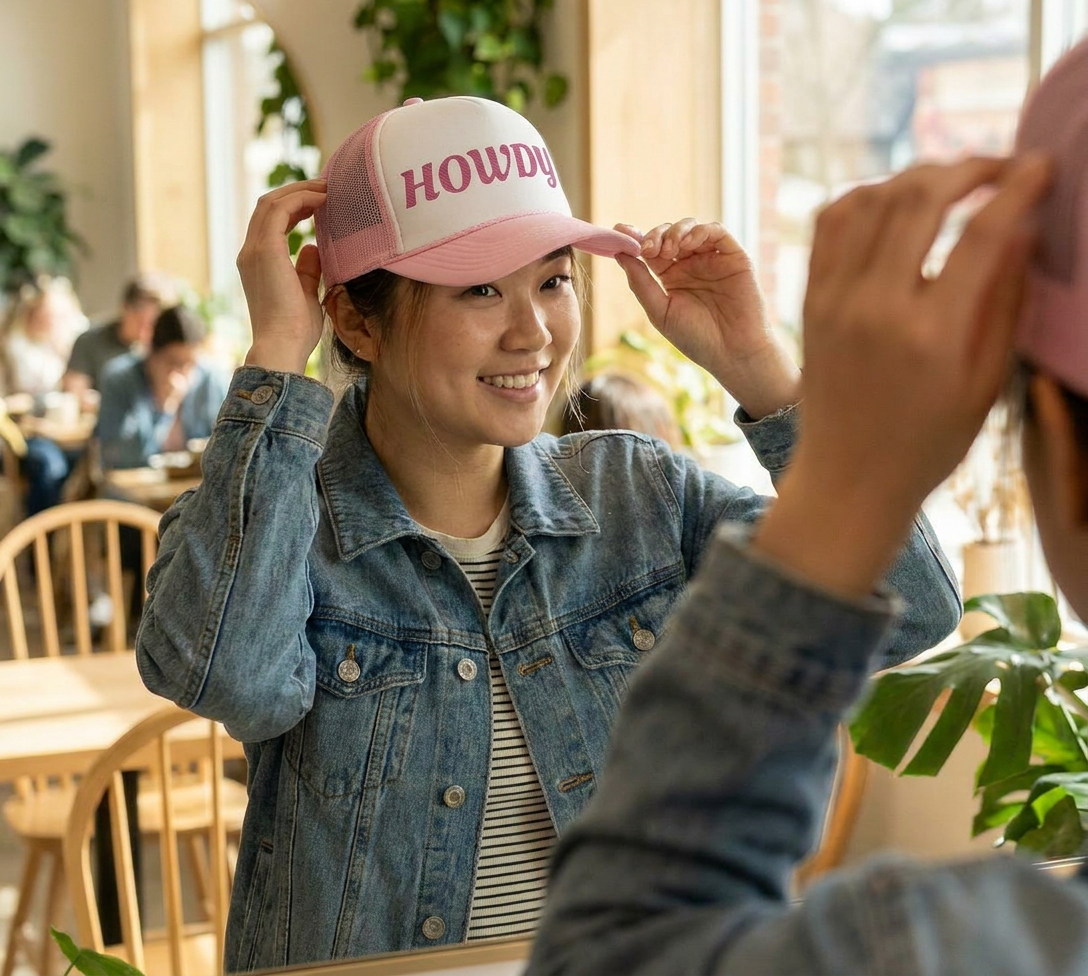 Backwards HOWDY Trucker Hat – Mirror-Readable Western Foam Cap